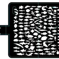 新品送料無料 iPhoneケース 手帳型 海洋生物シルエット2 1枚目の画像
