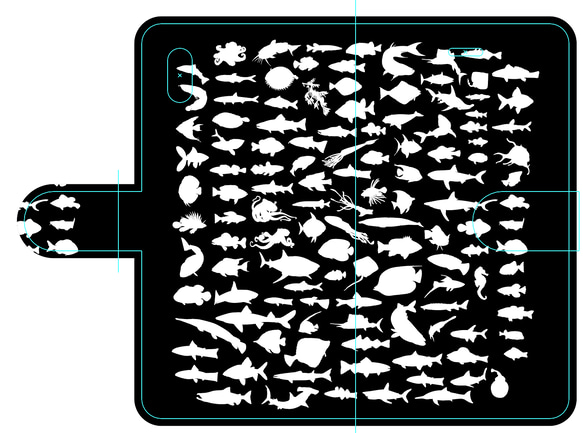 新品送料無料 iPhoneケース 手帳型 海洋生物シルエット2 1枚目の画像