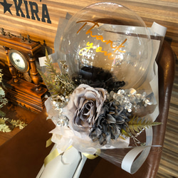【スモーキーブルー/アクアフェザーブーケ】手持ちバルーン　花束　結婚式　謝恩会　卒業　お祝い　父の日 4枚目の画像