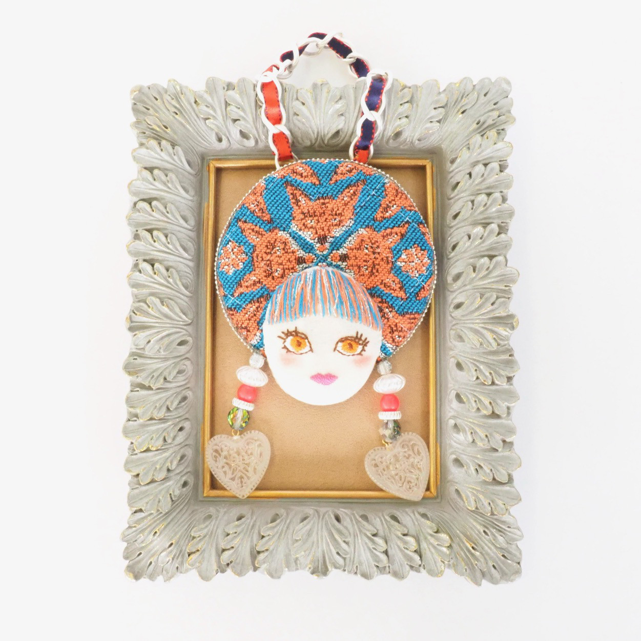 ２wayフェイスブローチ＜サーラ＞【ジオメトリック・キツネ】