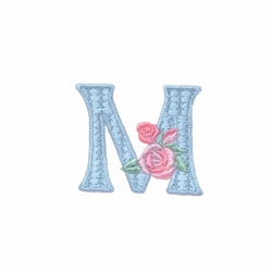 薔薇とイニシャル　刺しゅうワッペン（ミントブルー）２枚セット　アイロン接着 5枚目の画像