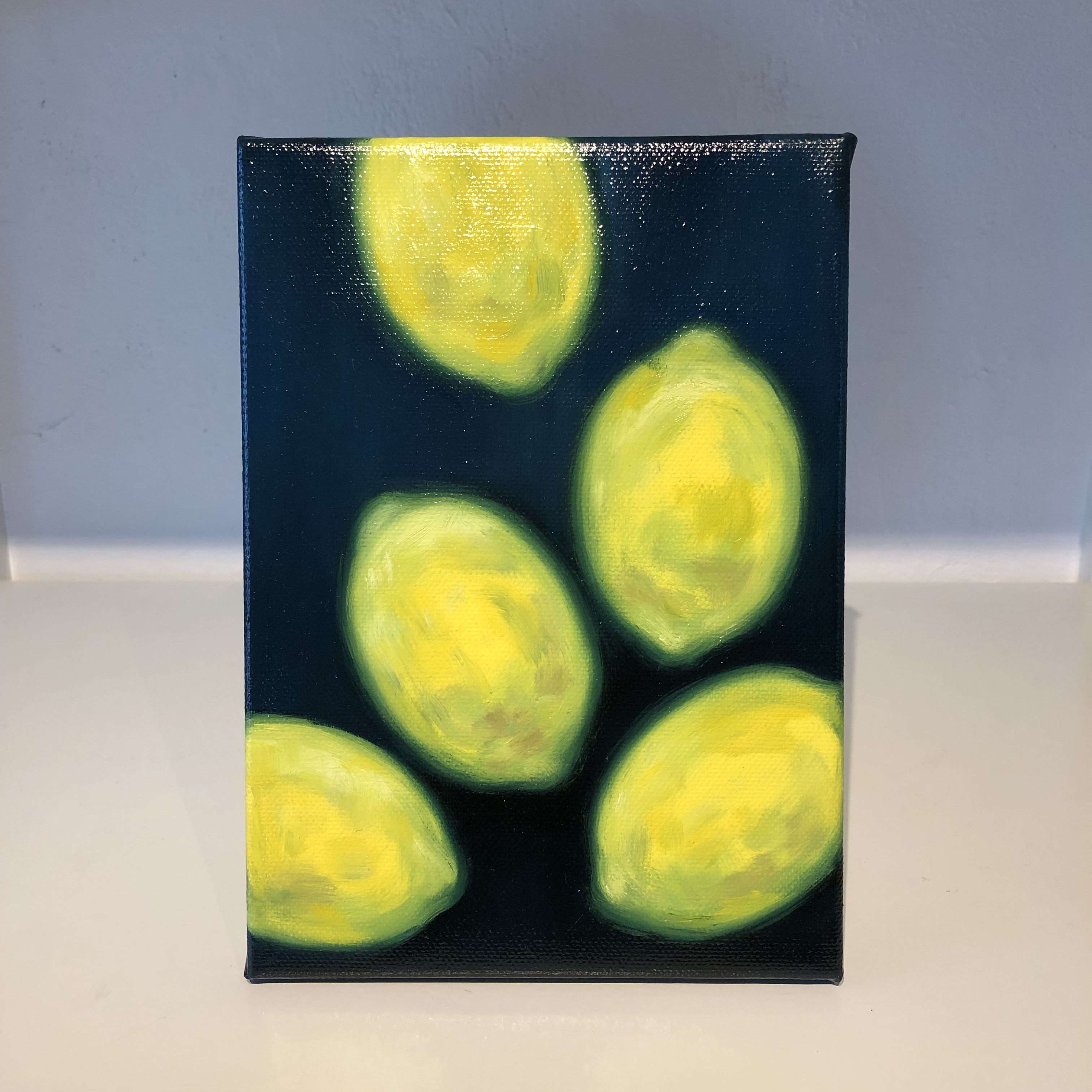 絵画 レモン キャンバス 油彩画 果物 フルーツ 14.8x21cm 絵画