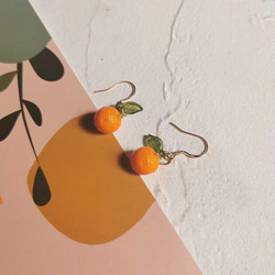 秋冬　蜜柑のピアス／イヤリング　黄色　オレンジ色　大人可愛い　アクセサリー 10枚目の画像