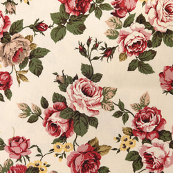 オックス生地【50×110cm】 赤い薔薇 バラ 花柄 上品 綿100 布 ワイン