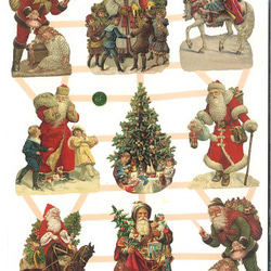 新柄入荷！ドイツ製『アンティーク調　クロモス  サンタクロースと子供たち 』～クリスマス ～ 1枚目の画像
