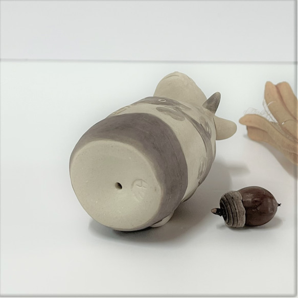 チュー助(グレーベージュ）　　陶製　/mouse/鼠 10枚目の画像