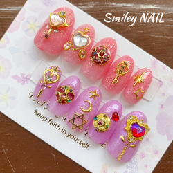魔法少女 量産型 ピンク ステッキ ネイルチップ ネイルチップ（つけ爪
