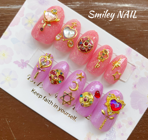 魔法少女 量産型 ピンク ステッキ ネイルチップ ネイルチップ（つけ爪