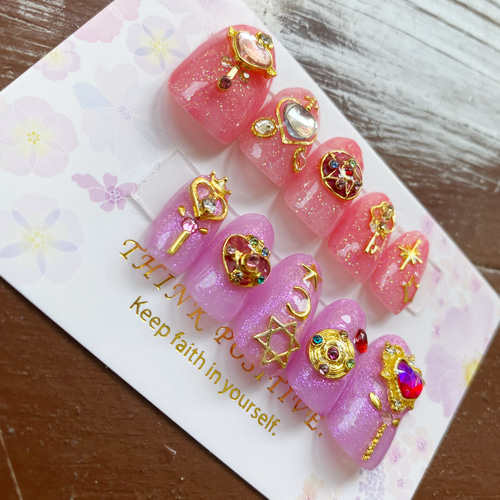 魔法少女 量産型 ピンク ステッキ ネイルチップ ネイルチップ（つけ爪