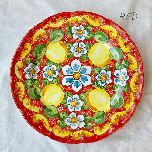 絵皿 26cm GEO017 マヨリカ焼き イタリア陶器 レモン柄 飾り皿 絵皿 26cm GEO017 マヨリカ焼き イタリア陶器 レモン柄 飾り皿