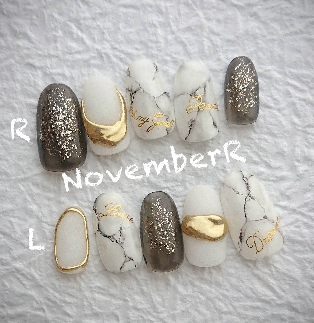 ◎no.008◎淡色×ゴールド ネイルチップ 結婚式 成人式 卒業式 アイボリー