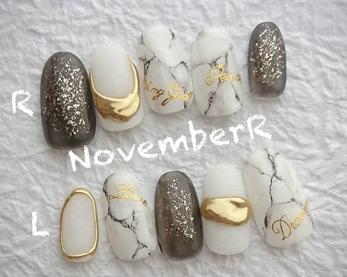 LA553☆大人大理石ネイルチップ ネイルチップ（つけ爪） NovemberR