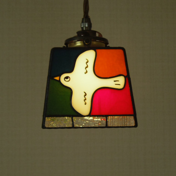 レトロカラーの鳥さんランプ（受注制作品です） ＋ペンダント灯具 11枚目の画像