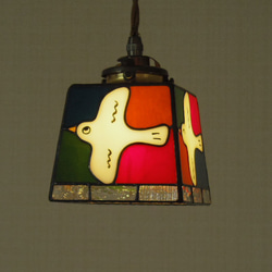 レトロカラーの鳥さんランプ（受注制作品です） ＋ペンダント灯具 6枚目の画像