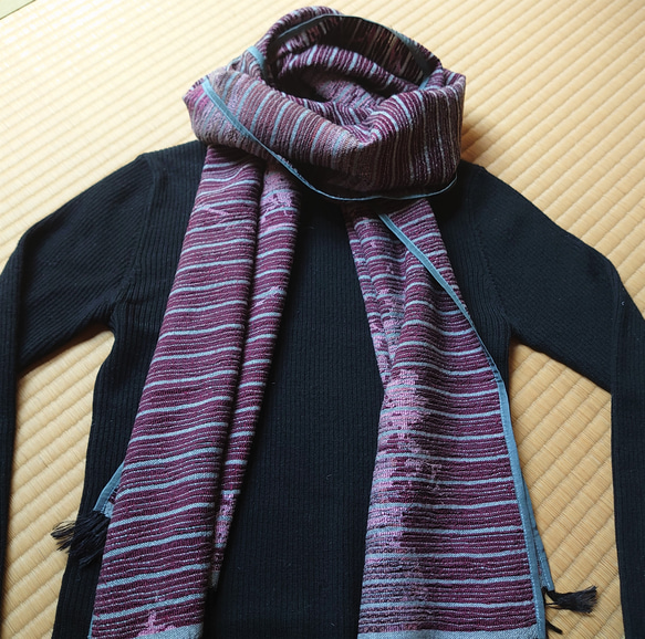 着物リメイクストール ショール 裂き織り S18 ストール チアキと凝り性  