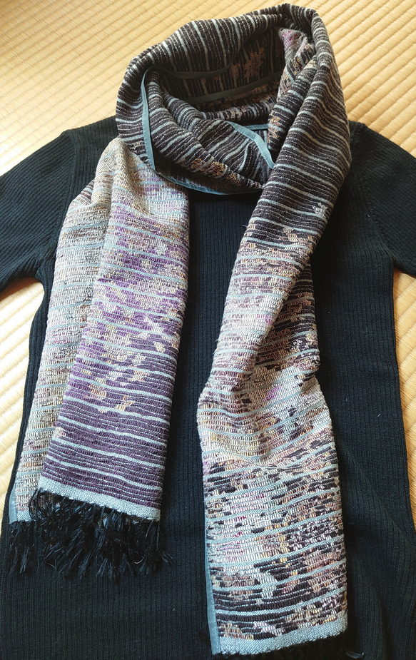 着物リメイクストール ショール 裂き織り S19 ストール チアキと凝り性  