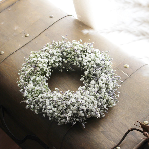 ドライフラワー　リース　かすみ草 wreath 「かすみ月№1」 リース かすみ草 カスミソウ 三日月