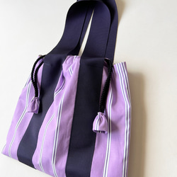 ストライプ＆チェックのミディアム巾着バッグ 11枚目の画像