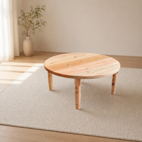 木製丸テーブル（折りたたみ足） 送料無料】 ローテーブル 丸形 90cm 2分割 アカシア 折りたたみ脚 ロー
