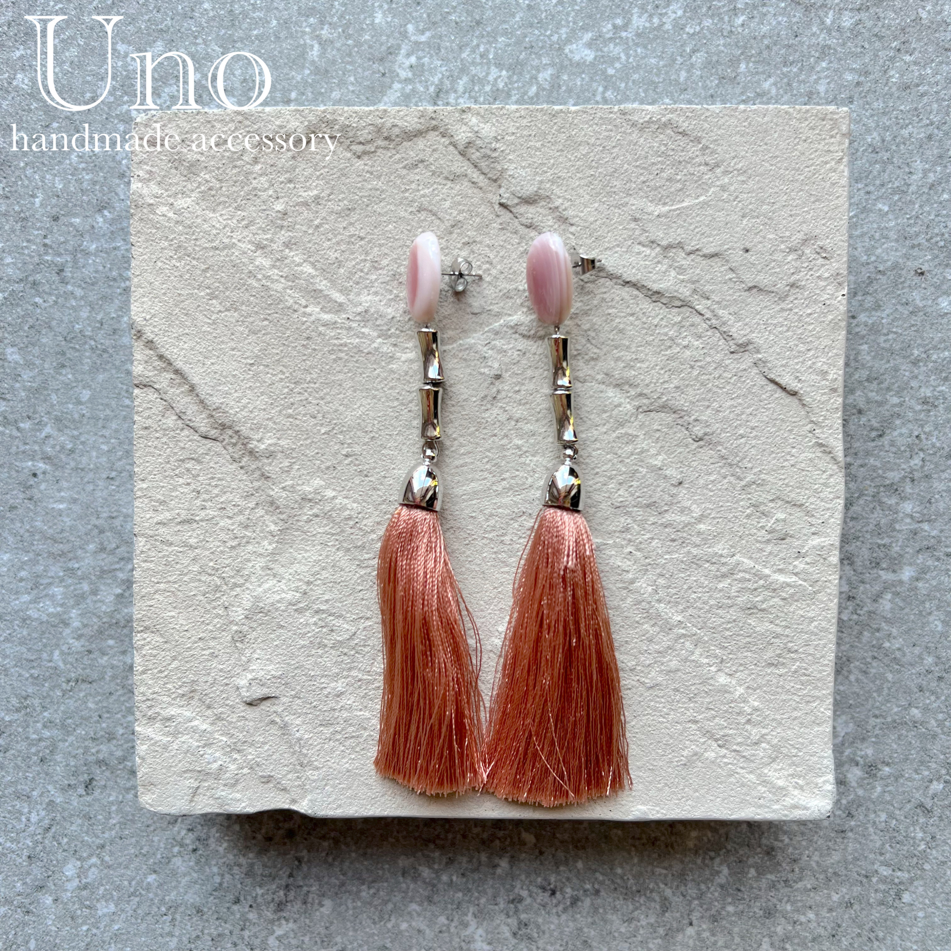 gemstone×tassel (8.ピンク/シルバー金具)