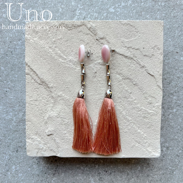 gemstone×tassel (8.ピンク/シルバー金具) 1枚目の画像