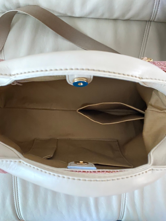 新色国産　Creemaでしか出逢えない1品❗クールソリッドピンク×牛革アイボリー人気色の組み合わせ受注製作 6枚目の画像