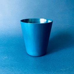 【Blue Moonカップ】青漆タンブラー（マロニエ）・漆器　青拭き漆カップ　錫蒔地仕上げ 1枚目の画像