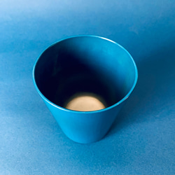【Blue Moonカップ】青漆タンブラー（マロニエ）・漆器　青拭き漆カップ　錫蒔地仕上げ 2枚目の画像