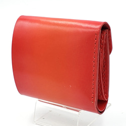 手縫い仕立て 三つ折りミニウォレット ミニ財布 オレンジ×レッド グラデーションカラー 2枚目の画像