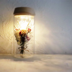 fleur message「お名前のイメージから束ねた花束」ガラス瓶の光る植物標本(直径8cm×高さ17.5㎝) 5枚目の画像