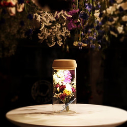 fleur message「お名前のイメージから束ねた花束」ガラス瓶の光る植物標本(直径8cm×高さ17.5㎝) 3枚目の画像