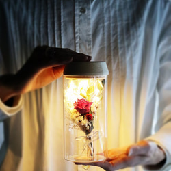fleur message「お名前のイメージから束ねた花束」ガラス瓶の光る植物標本(直径8cm×高さ17.5㎝) 2枚目の画像