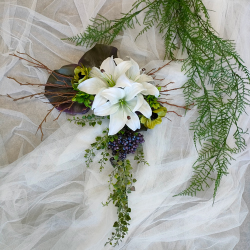 アーティフィシャルフラワー スワッグ カサブランカ カサブランカの  