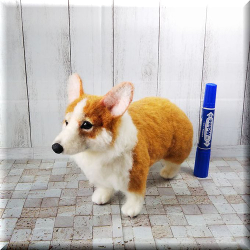 羊毛フェルトコーギー ウェルシュ・コーギー 羊毛フェルト ぬいぐるみ 犬 置き物 コーギー