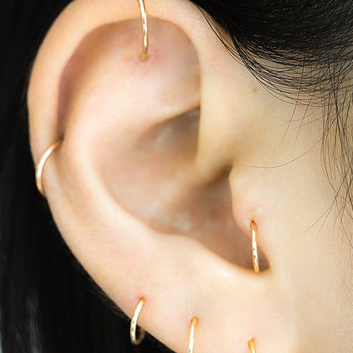 10Kフープピアス K10 フラット フープピアス：スモール / 10K flat hoop pierced