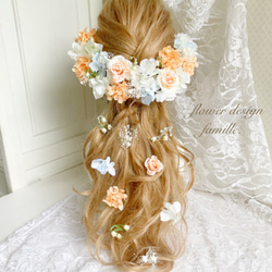 ウェディング 成人式 卒業式 発表会 前撮り 髪飾り ✧ オレンジ 白