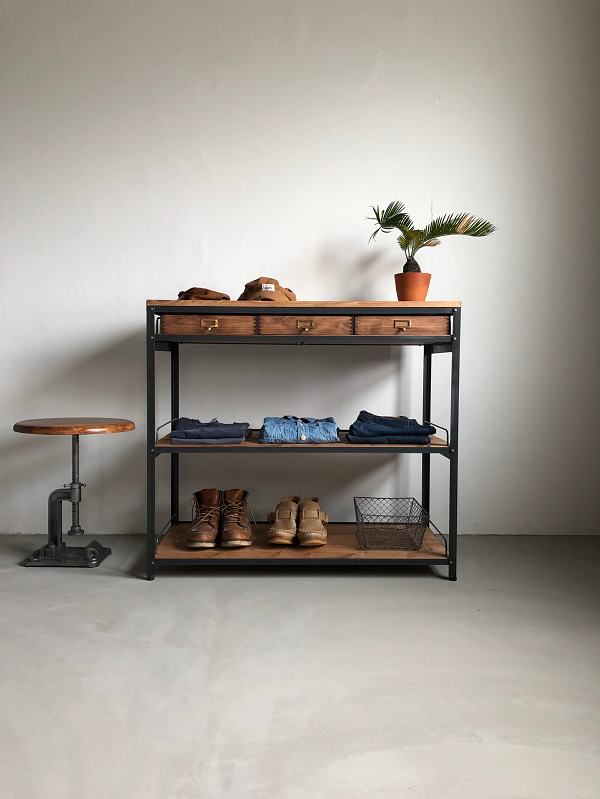 数量限定　WPP　ワークテーブル　シェルフ　作業台　アイアン　引出しセット　ディスプレイ　インダストリアル　カップボード