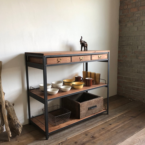 壁掛けテーブル　壁掛け収納　インダストリアル 数量限定 WPP ワークテーブル シェルフ 作業台 アイアン 引出しセット