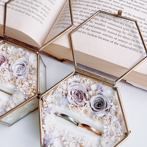 約束のとき】グレージュ縦置きタイプ・リングピロー・ヴィンテージ風