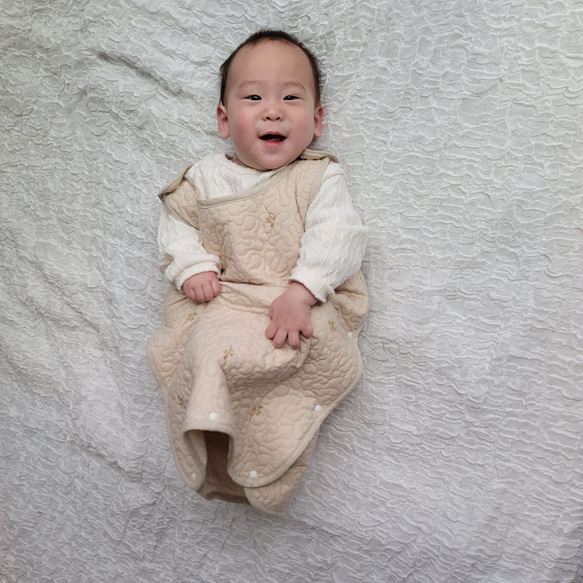 ＆mum イブル スリーパー 赤ちゃん 新生児 ベビー 着脱しやすい 両開き リーフ刺繍《出産祝い/名入れ》 8枚目の画像