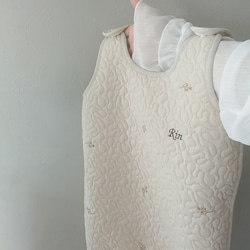 ＆mum イブル スリーパー 赤ちゃん 新生児 ベビー 着脱しやすい 両開き リーフ刺繍《出産祝い/名入れ》 16枚目の画像