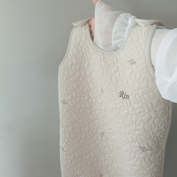 ＆mum イブル スリーパー 赤ちゃん 新生児 ベビー 着脱しやすい 両開き リーフ刺繍《出産祝い/名入れ》 16枚目の画像