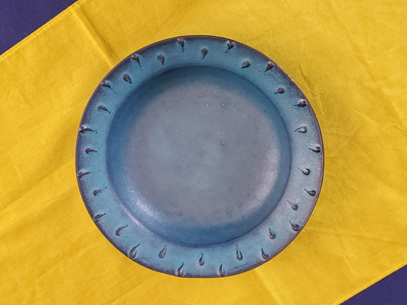 深皿　パスタ皿　シチュー皿　青い皿　いっちん模様 4枚目の画像