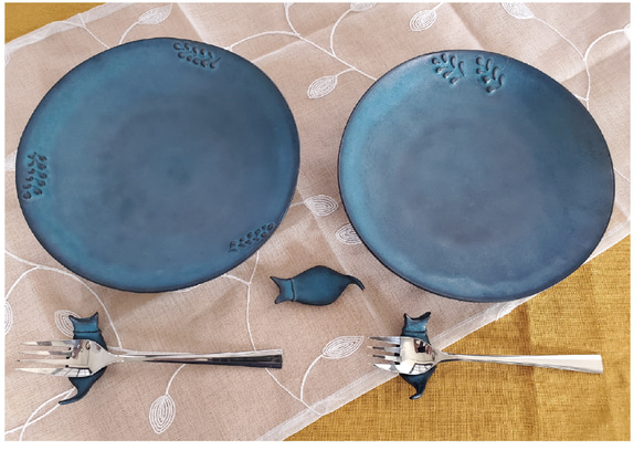 パスタ皿　ランチプレート　丸皿　青い皿 1枚目の画像
