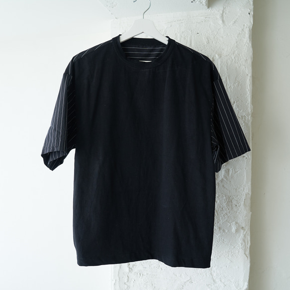 ﾓﾘﾉｶﾞｯｺｳ メンズ１枚で決まるシャツドッキングTシャツ (ブラック) 11枚目の画像