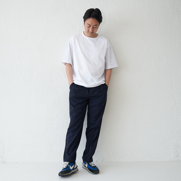 Morino Gakko 男襯衫對接 T 卹（白色） 第9張的照片