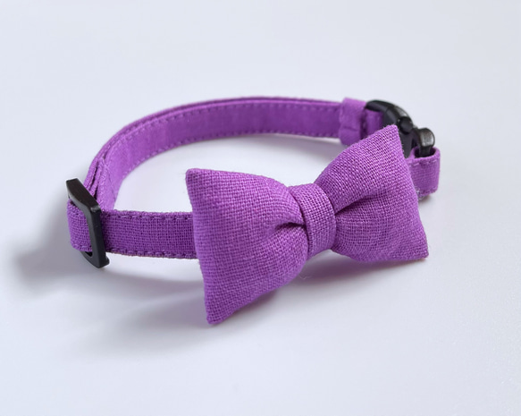 カラフルリボン首輪 × バイオレット】 猫 首輪 リボン首輪 リード