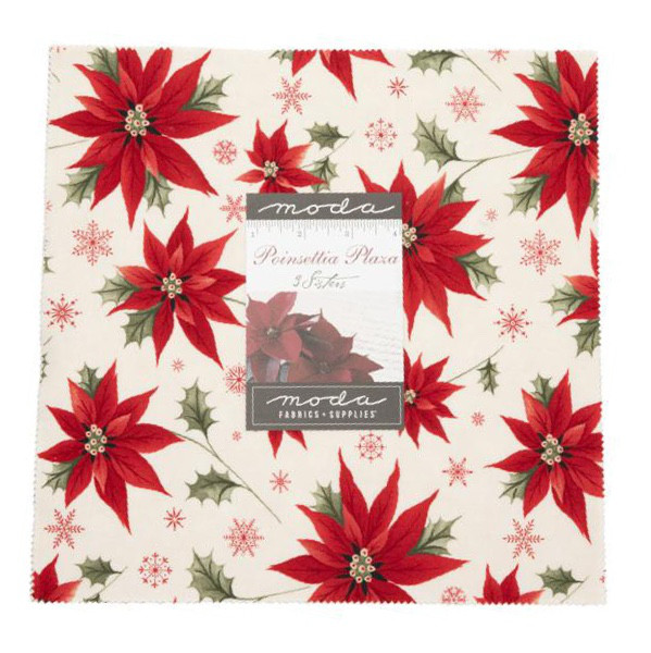 「Poinsettia Plaza」レイヤーケーキ moda 生地 カットクロス  3 Sisters クリスマス
