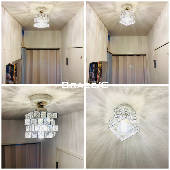 天井照明 Brace/CCHSA シーリングライト ガラスビーズ ランプシェード E26ソケット サテンクローム鍍金 4枚目の画像