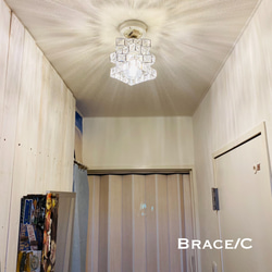 天井照明 Brace/CCHSA シーリングライト ガラスビーズ ランプシェード E26ソケット サテンクローム鍍金 3枚目の画像